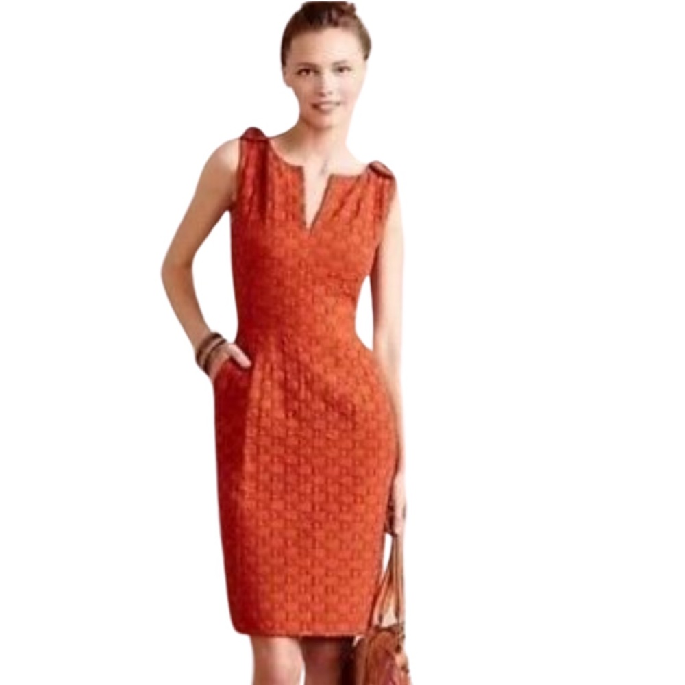 Anthropologie Tabitha Tema Rust Orange Quilted Dress
